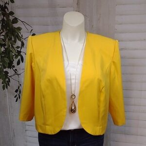 Maya Brooke Yellow Cropped Open-Front Blazer Size 20